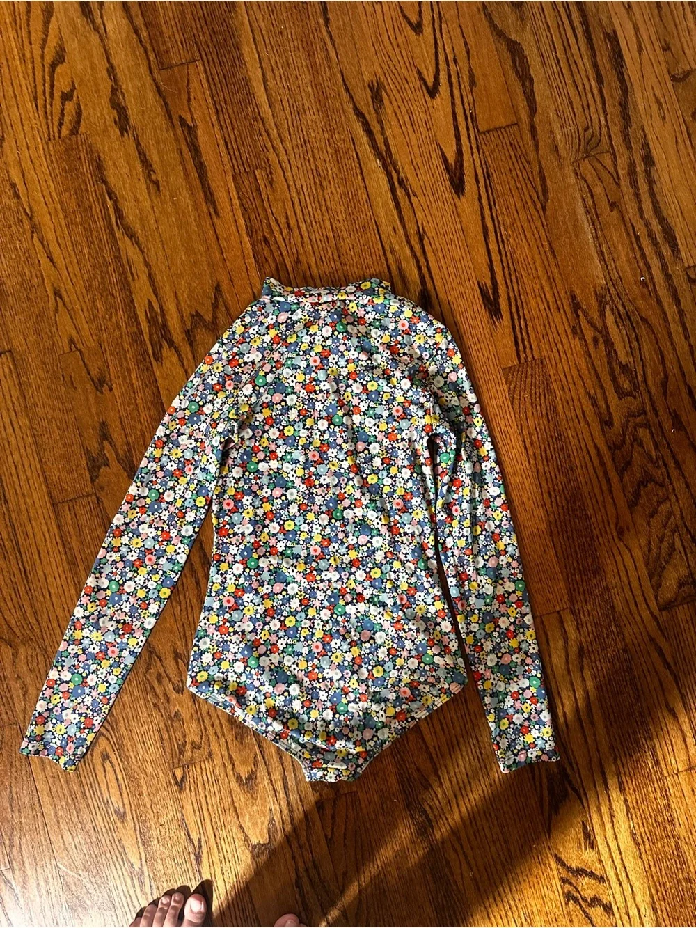 Boden Long-Sleeve Floral One-Piece Swimsuit - Blue Multi